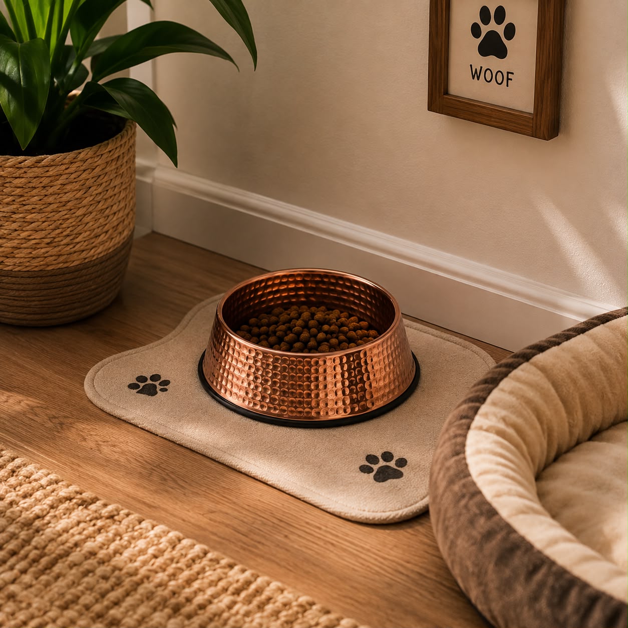 Handcrafted Hammered Copper Pet Bowl