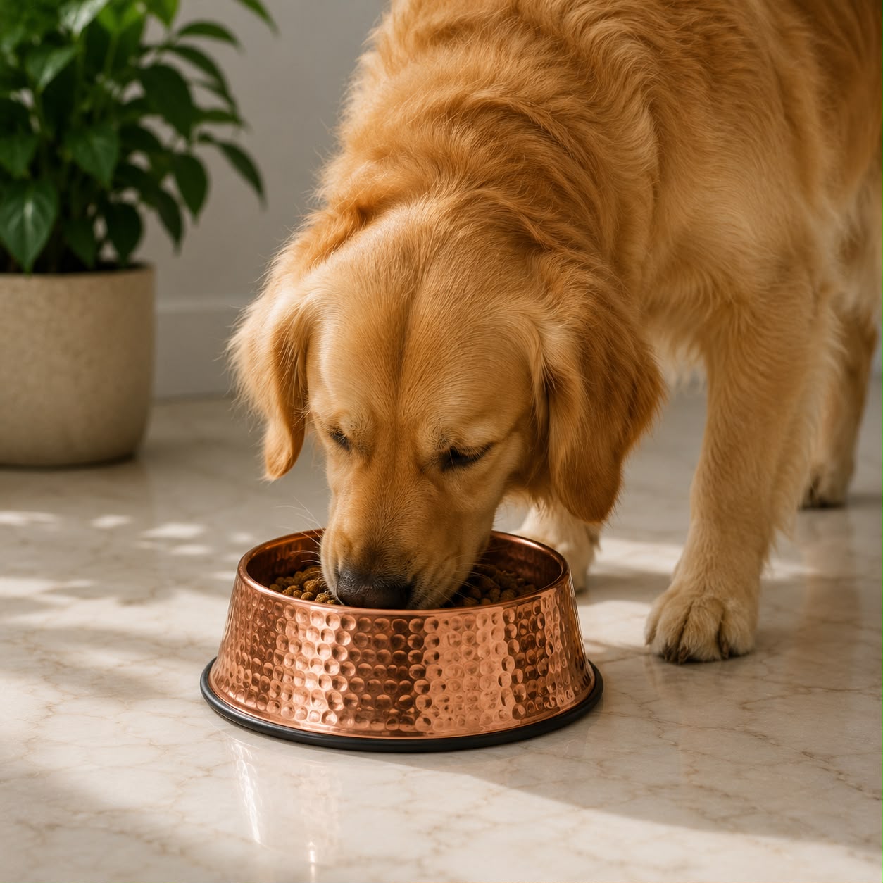 Handcrafted Hammered Copper Pet Bowl